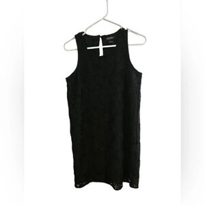 Lucky Brand black floral lace overlay dark romantic sleeveless dress small